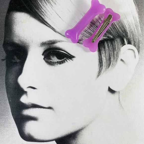 Bad bones lavender hair clips goth glam punk - Picture 2 of 2